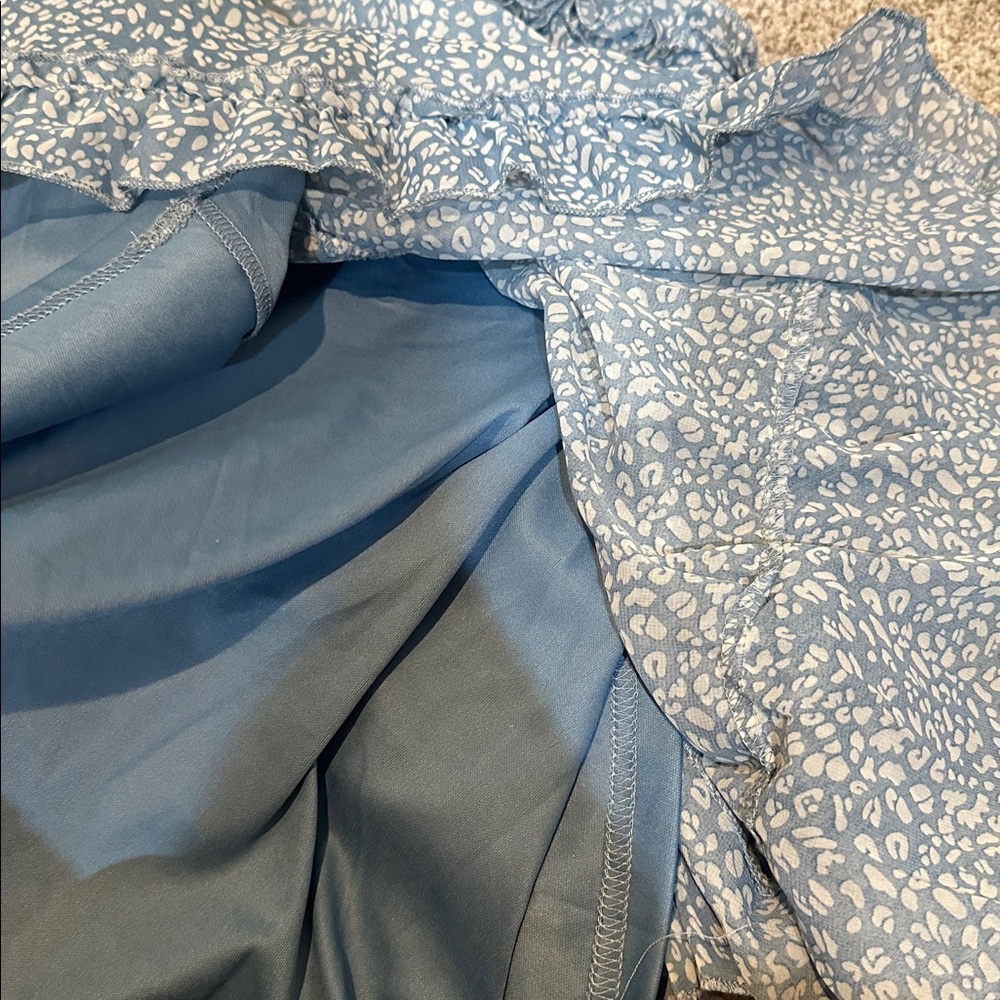 Dusty Blue Ruffle Dress - Picture 8 of 8